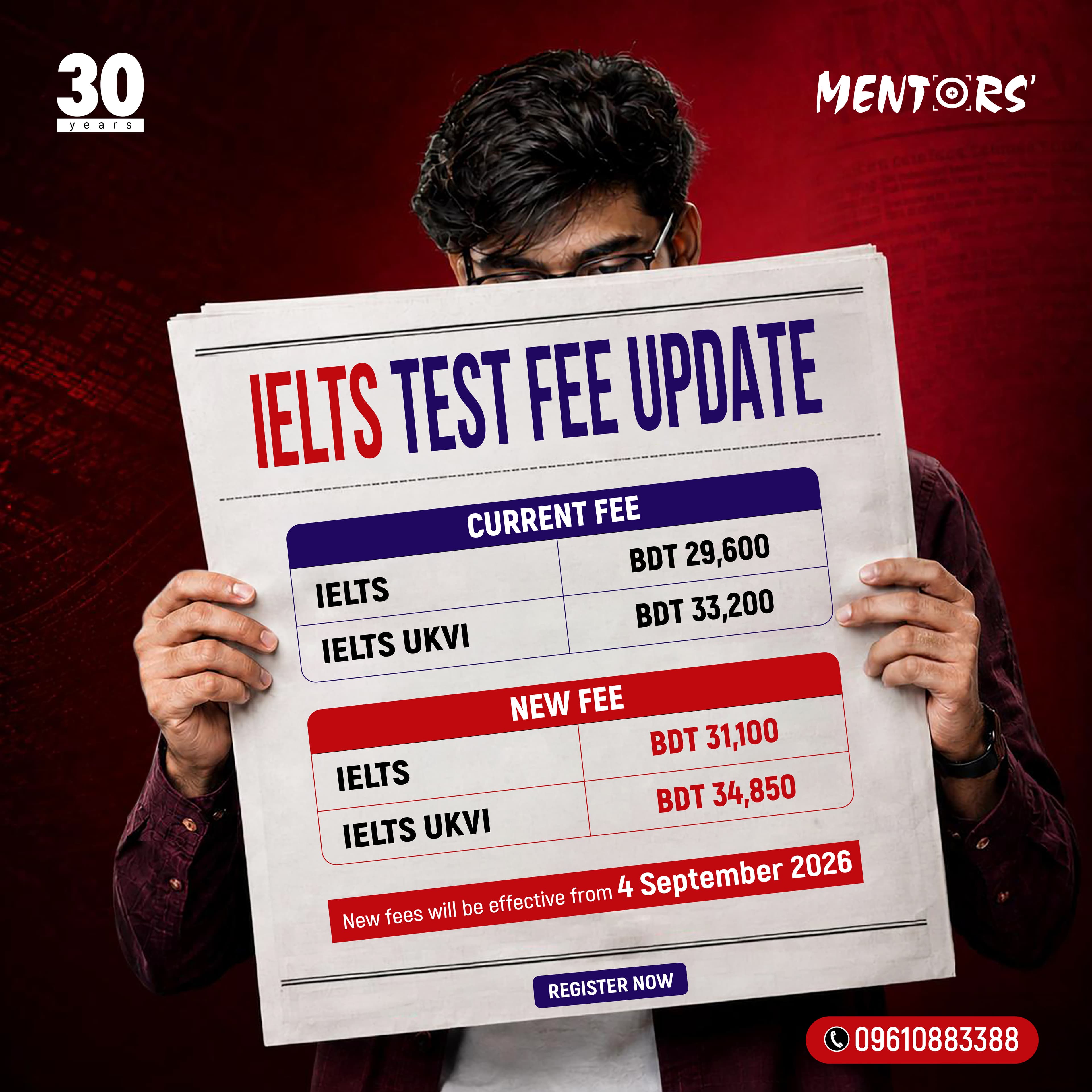 IELTS Test Fee Update